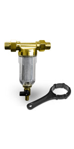 Reusable Whole House Spin Down Pre-Filter to Remove Sediment, Rust, Sand from the Water, 40 Micron, ¾ or 1 Inch Inlet/Outlet