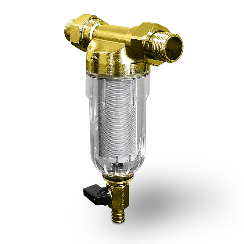 Reusable Whole House Spin Down Pre-Filter to Remove Sediment, Rust, Sand from the Water, 40 Micron, ¾ or 1 Inch Inlet/Outlet