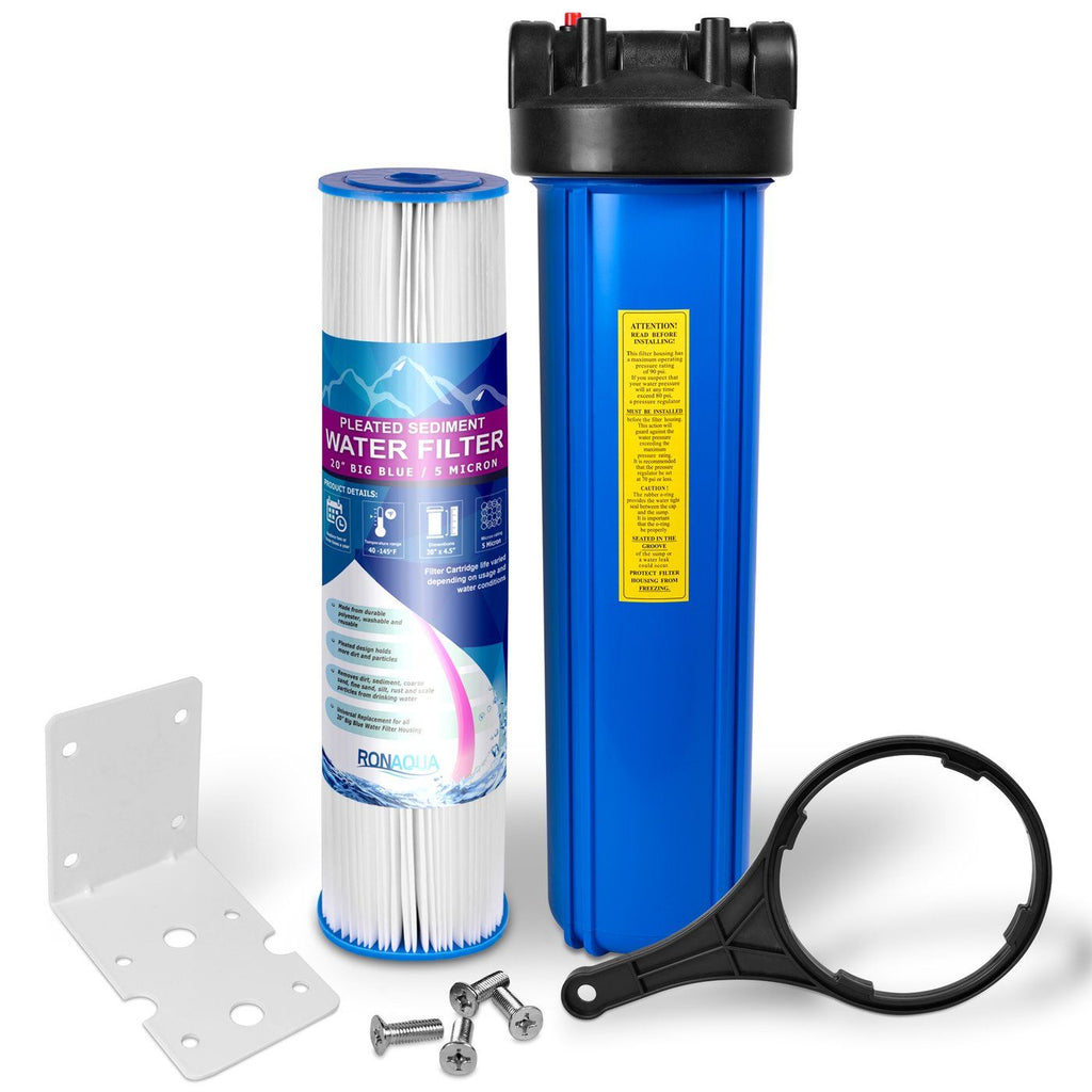 20 Inch Big Blue 5 Micron Pleated Sediment Whole House Water Filter