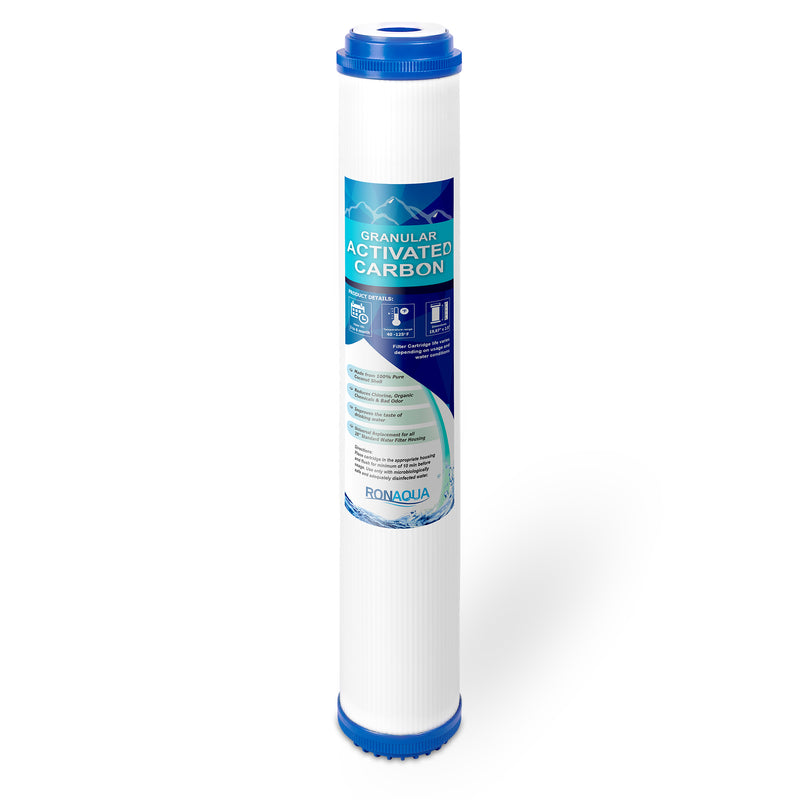 Standard Whole House Coconut Shell Granular Activated Carbon Water Filter 20” x 2.5” Fits 20” x 2.5” Housings. Remove Chlorine and Bad Odor. Compatible with EP-20, HX-CB-25-2010, F3WCB32