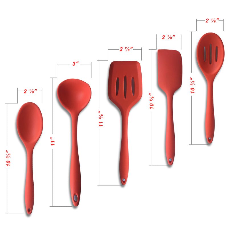 12-Piece Silicone Kitchen Cooking Utensils Set with Holder, Wooden Handle  Utensils for Cooking, Kitchen Tools Include Spatula Turner Spoons Soup  Ladle