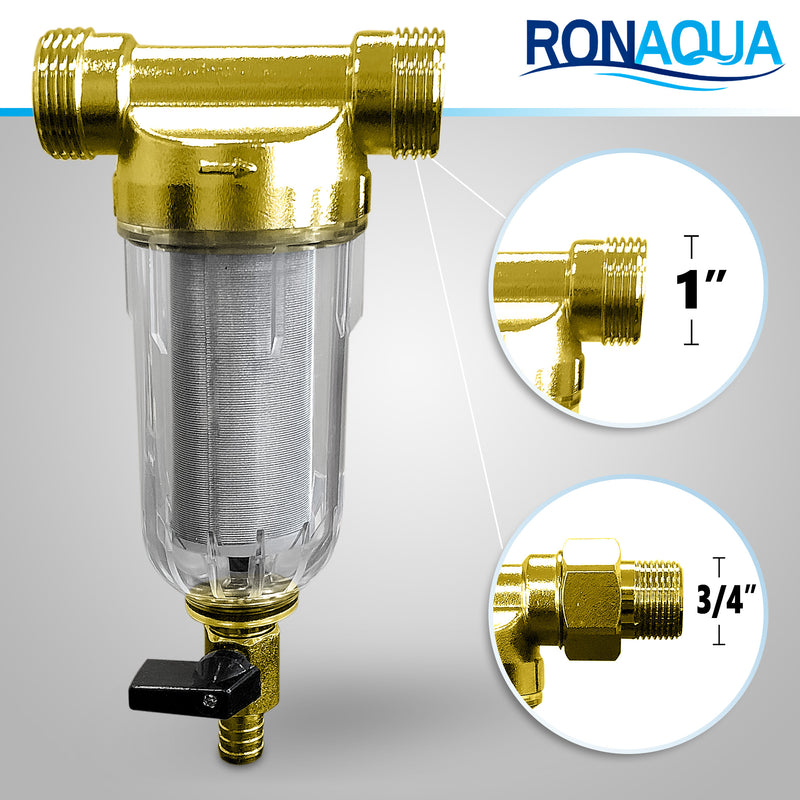 Reusable Whole House Spin Down Pre-Filter to Remove Sediment, Rust, Sand from the Water, 40 Micron, ¾ or 1 Inch Inlet/Outlet