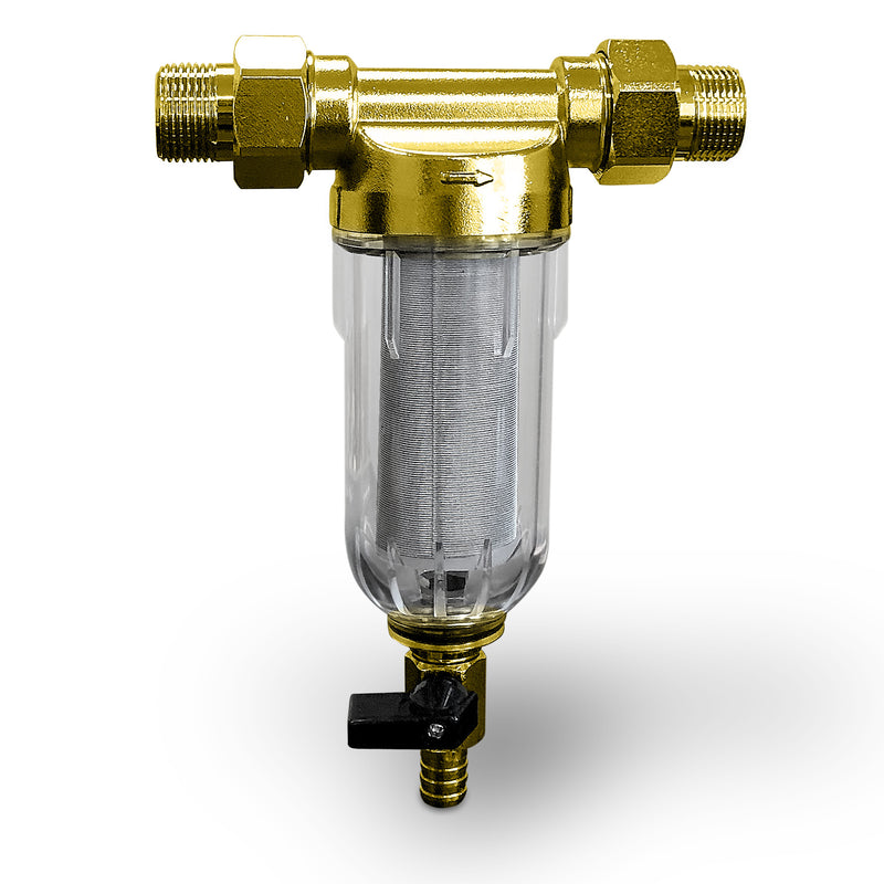 Reusable Whole House Spin Down Pre-Filter to Remove Sediment, Rust, Sand from the Water, 40 Micron, ¾ or 1 Inch Inlet/Outlet