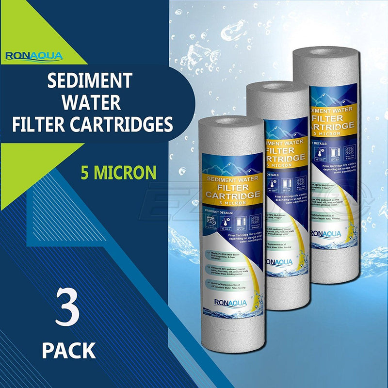 10 In. x 2.5 In. Transparent 5 Micron Sediment Whole House Water Filter Replacement Cartridges