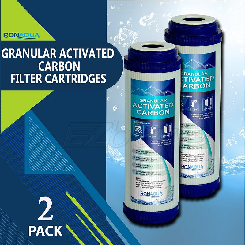 10 In. x 2.5 In. Transparent Granular Activated Carbon Whole House Water Filter Replacement Cartridges