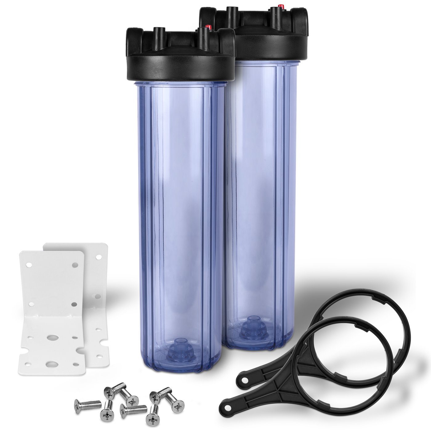 Ronaqua RA-HS-8T Transparent Whole House Water Filter – 20x4.5 High Capacity System With 1" Brass Port, 50 Gal Capacity, 1-Stage
