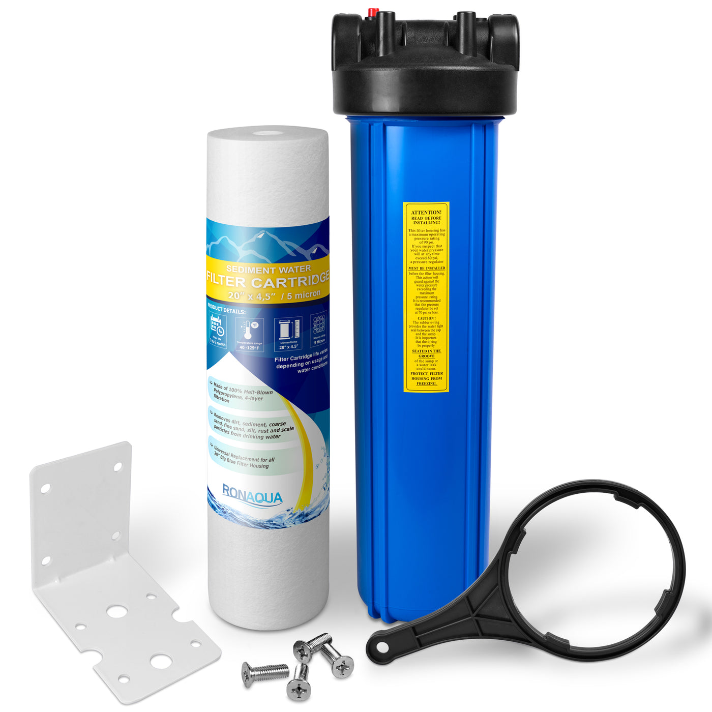 4.5" X 20" Big Blue Sediment Water Filters (1 Micron) 1 Whole House