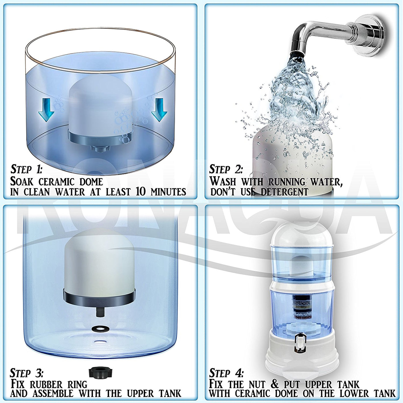HUINING Filtre à eau dôme en céramique, filtre de remplacement pour unité de préfiltration de l'eau de rechange 0,15 à 0,5 micron pour système de filtration d'eau domestique. (Carbon-2pc HUINING Filtre à eau dôme en céramique, filtre de remplacement pour unité de préfiltration de l'eau de rechange 0,15 à 0,5 micron pour système de filtration d'eau domestique. (Carbon-2pc