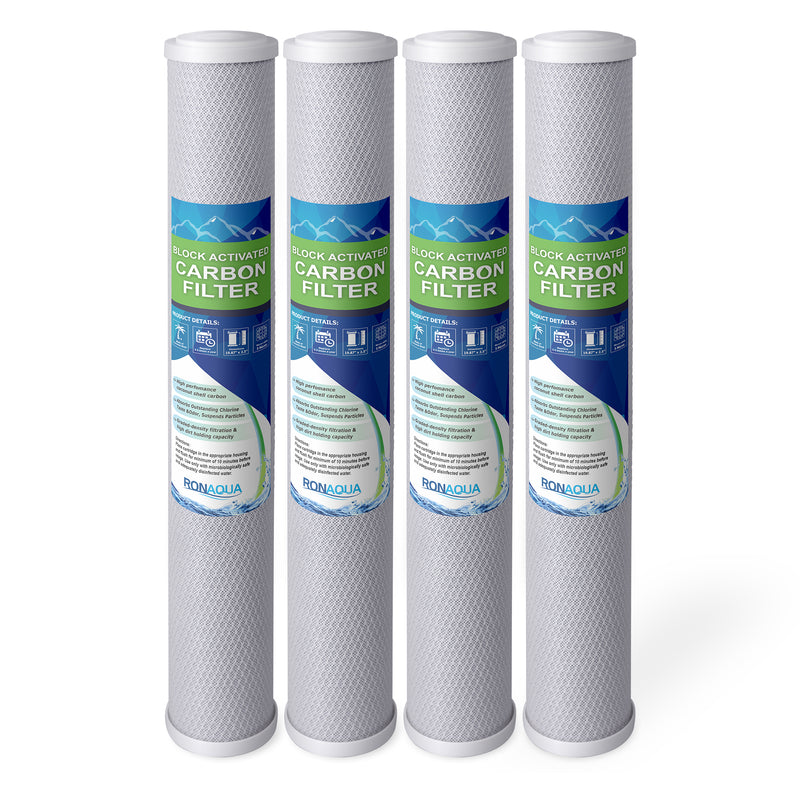 Standard Whole House Coconut Shell Carbon Block 5 Micron Water Filter 20” x 2.5” Fits 20” x 2.5” Housings. Remove Chlorine and Bad Odor. Compatible with C1-20, HX-CB-25-2010, F3WCB32