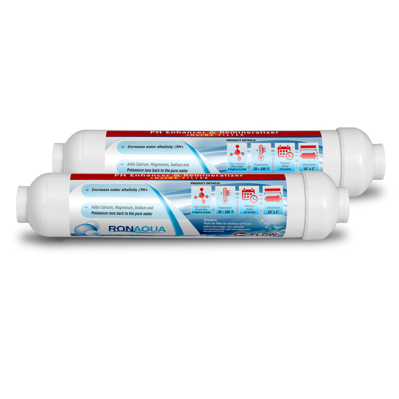 10-inch Universal Alkaline in-line Water Replacement Filter - PH Enhancer, and Re-Mineralizer – Post Filter for Under-Sink or Reverse Osmosis System - Restore Essential Minerals