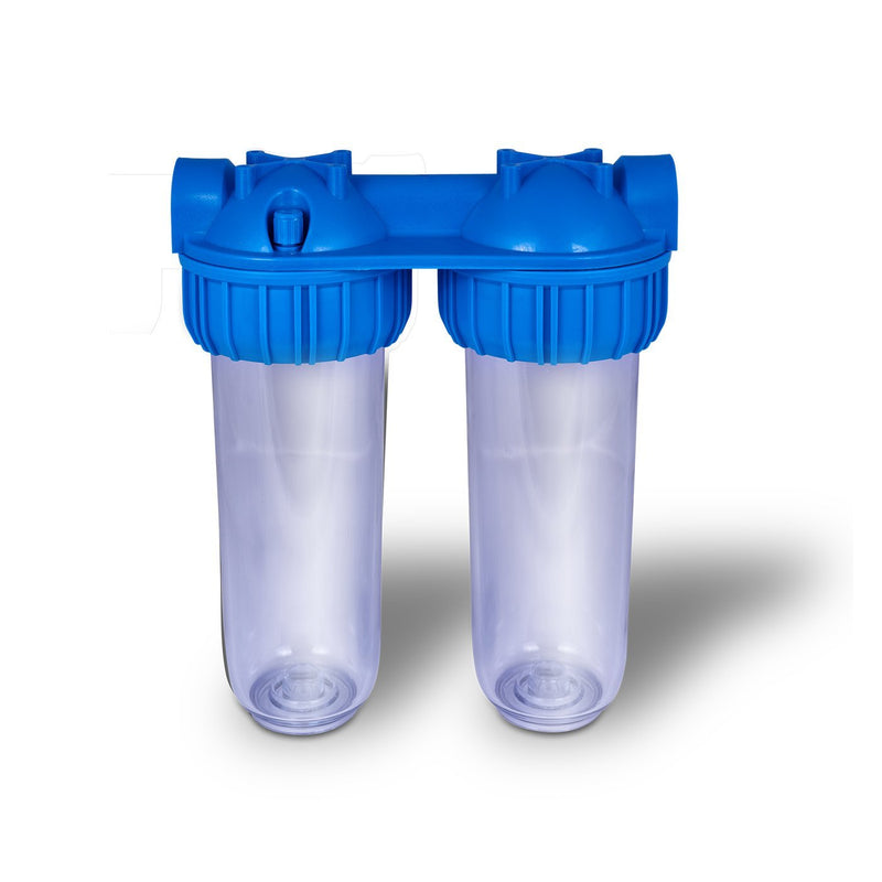 Dual 10 Inch 5 Micron Sediment and Carbon Block Whole House Water System Housing