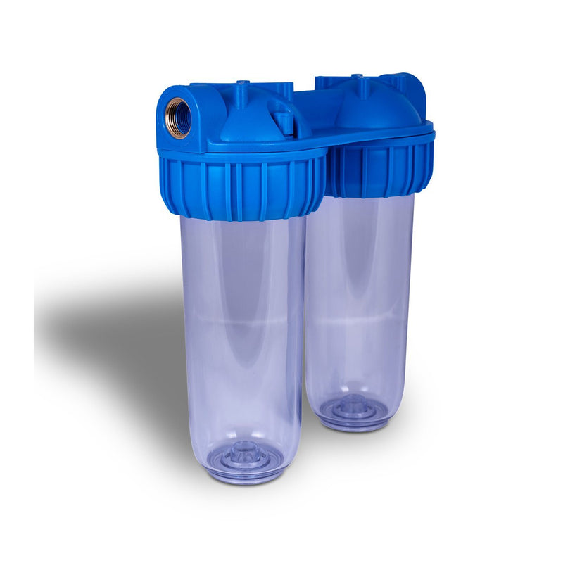 Dual 10 Inch 5 Micron Sediment and Carbon Block Whole House Water System Housing, View 2