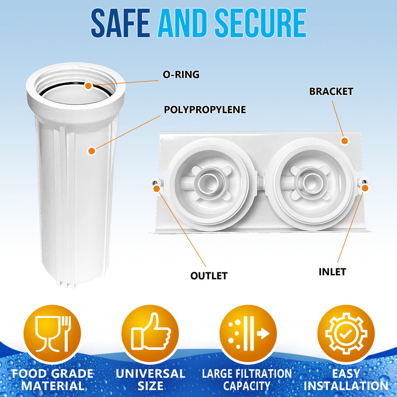 2 Stage Under Sink Drinking Water Filtration System Lead-Free Chrome Faucet Removes Chlorine & Yearly Supply (2 Extra) CTO & (3 Extra) PP Sediment Cartridges 5 Mic, Meets NSF Standards & Regulations